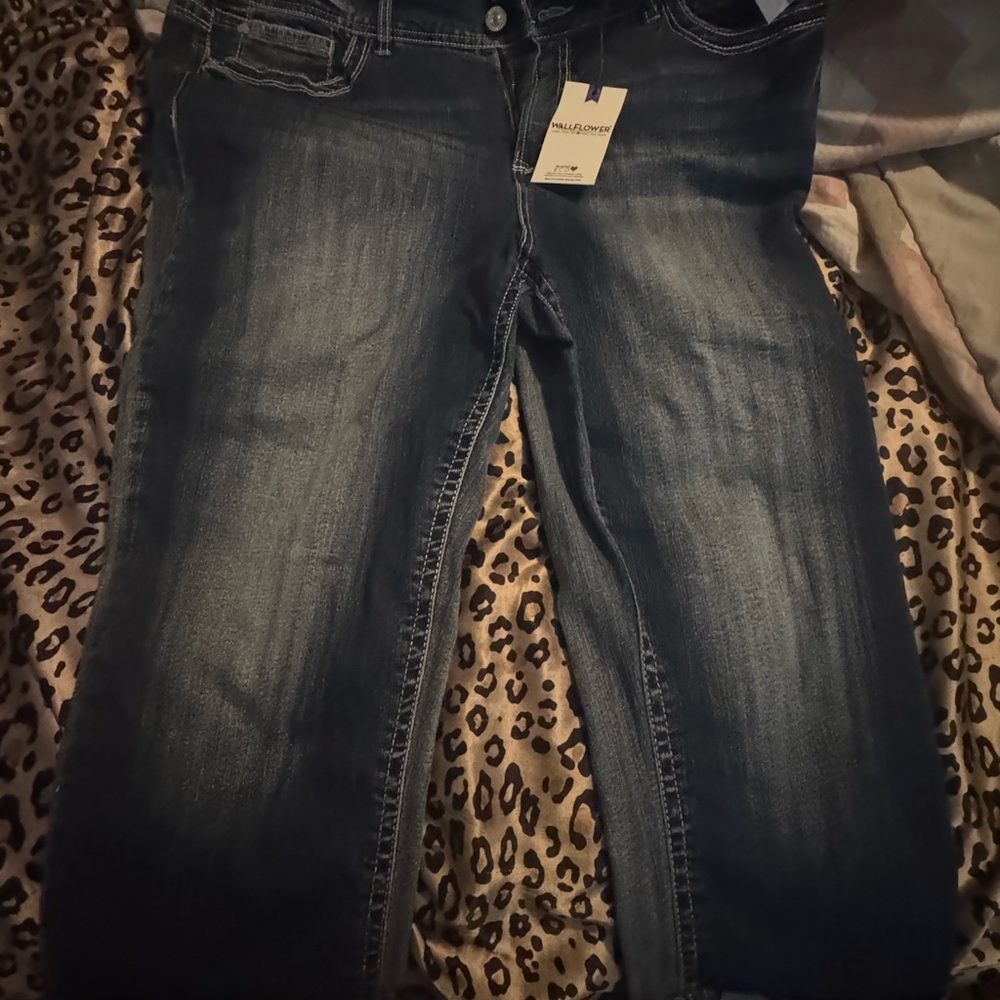 Wallflower Dark Blue Straight Leg Jeans